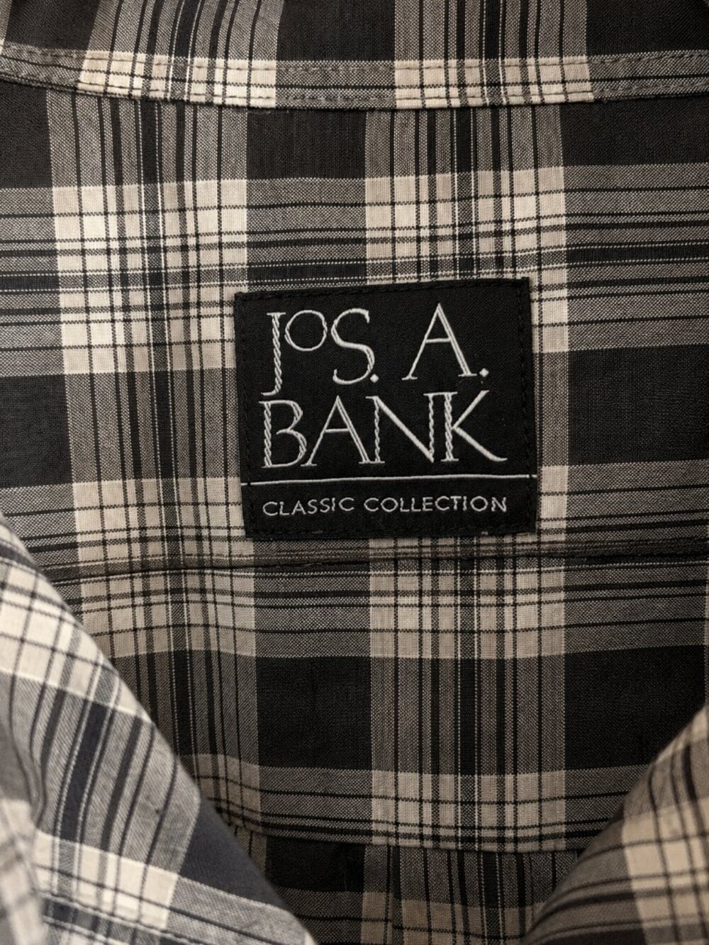 Jos. A. Bank Classic Collection Gray Plaid Button Down Shirt Men's M - Picture 2 of 3